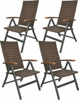 Brubaker 4er Set Polyrattan Gartenstuhl Modena - Hochlehner aus Metall und Poly Rattan klappbar - 7-Fach verstellbare Rückenlehne - wetterfester Faltstuhl/Klappstuhl - Braun Grau - 1