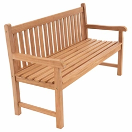 Divero 3-Sitzer Bank Holzbank Gartenbank Sitzbank 150 cm – zertifiziertes Teak-Holz behandelt hochwertig massiv – Reine Handarbeit – wetterfest (Teak behandelt) - 1