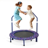 Trampolin Kinder,Ø91cm Fitness Trampolin für Kinder mit,Trampolin Indoor Kinder Verstellbarem Handlauf und Sicherheitsgepolsterter Abdeckung ,für Jungen Mädchen ab 2 3 4 Jahren(Blau) - 1